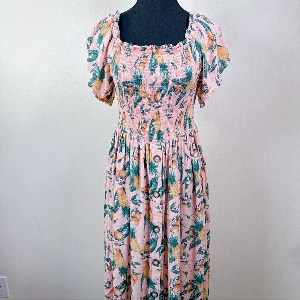 C&C California Womens Size Medium Floral Mock Summer Dress - Picture 2 of 14